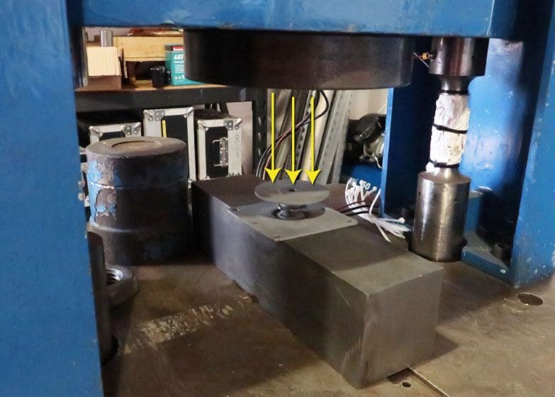 The testing rig set up with RP-FR pedestal.
