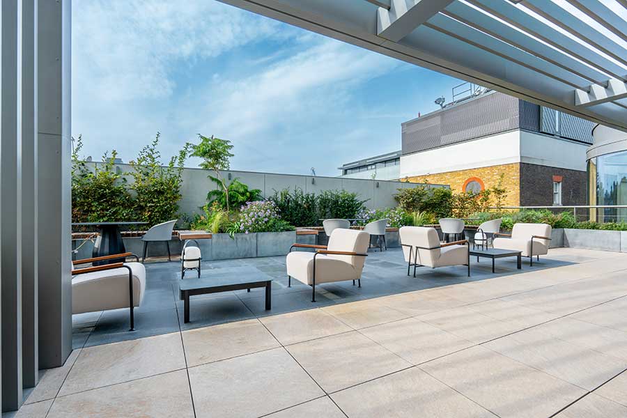 The Met Building outdoor gathering area