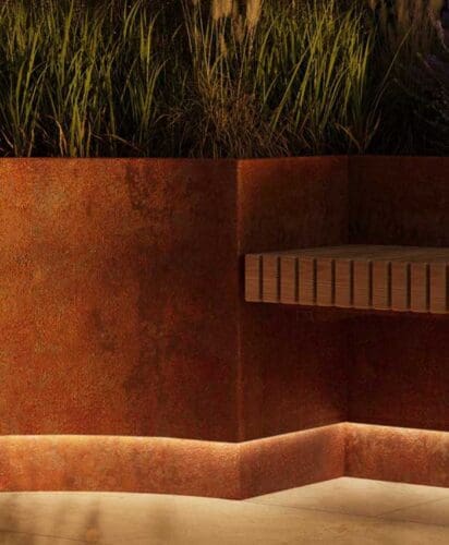 Corten Planter Finish with lighting