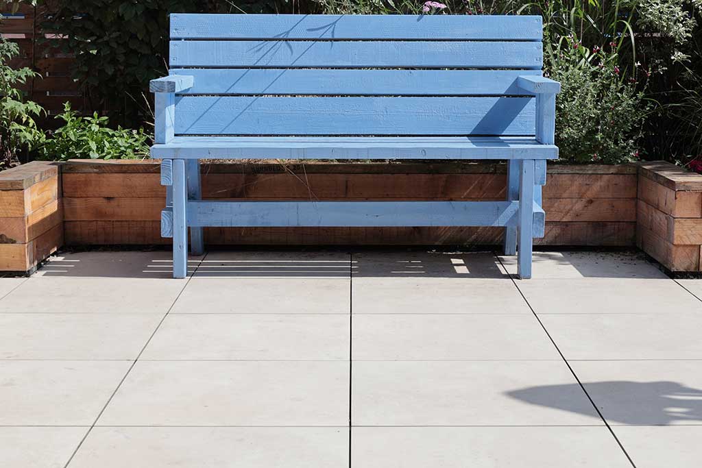 Bench on paving