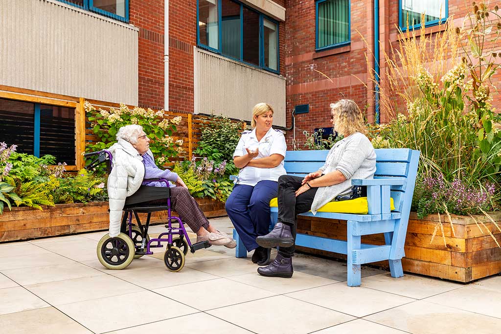 Enjoying the garden terrace
