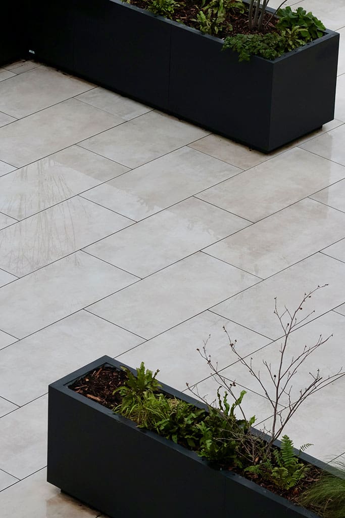 Terrace and planters from above