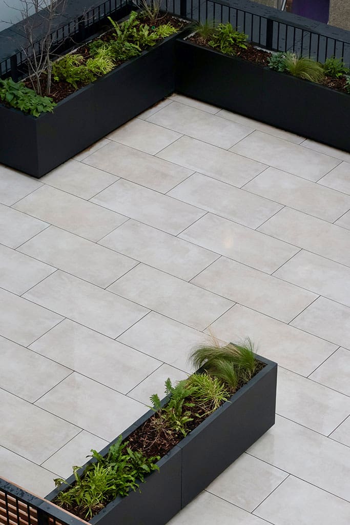 Terrace and planters from above