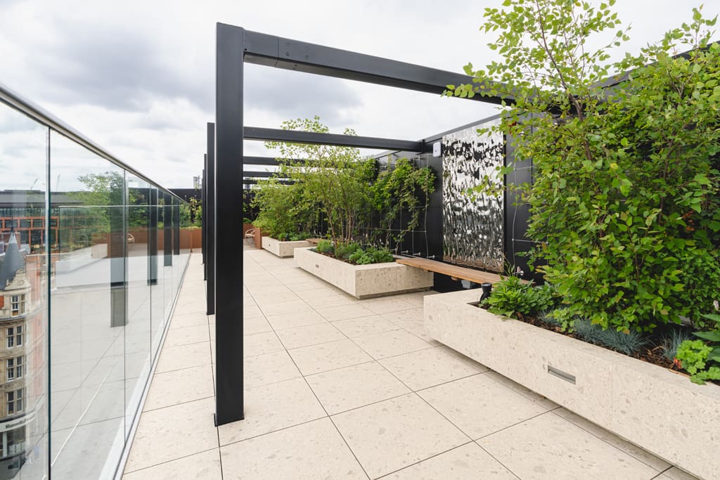 1 James Street terrace porcelain planters